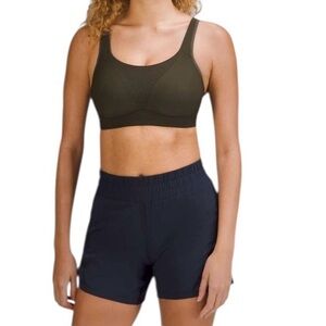 LULULEMON Run Times Bra Size 32 DDD High Support Sports Bra Dark Olive Green